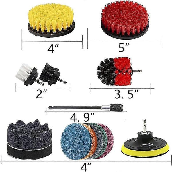 17-delars borstkit, rengöringsborstsats med kraftskrubber