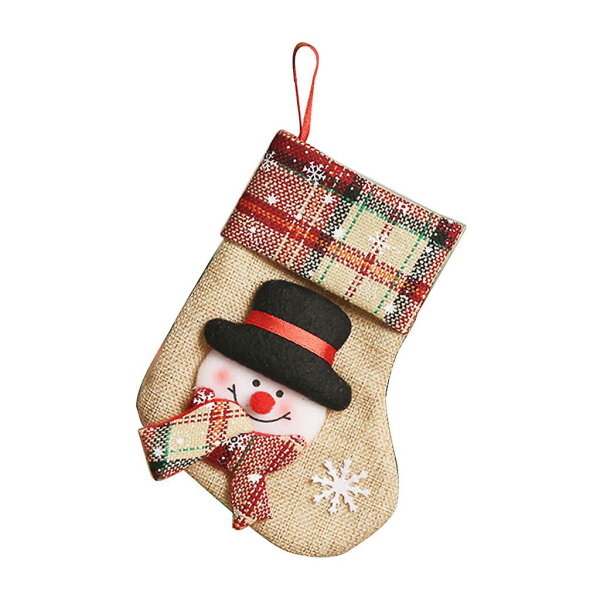 Julstrumpa 6 Tum Klassiska Strumpor Tomte Snögubbe Rensa Present Godispåse 2 Snögubbe