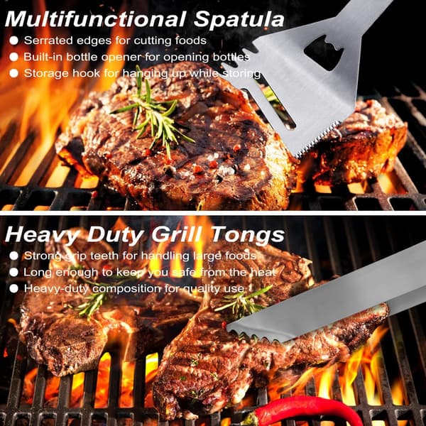 29 Pieces BBQ Grill Accessories Stainless Steel BBQ Tool Set with Storage Case Camping Grill Tool Set