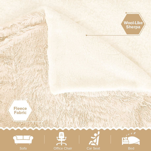 Knusende Blød Plysstof Tæppe, Stue Tæppe, Mikrofiber Tæppe, Fleece Tæppe, Sofa Tæppe, Aircondition Tæppe Lys Til Sofa Beige 130x160cm