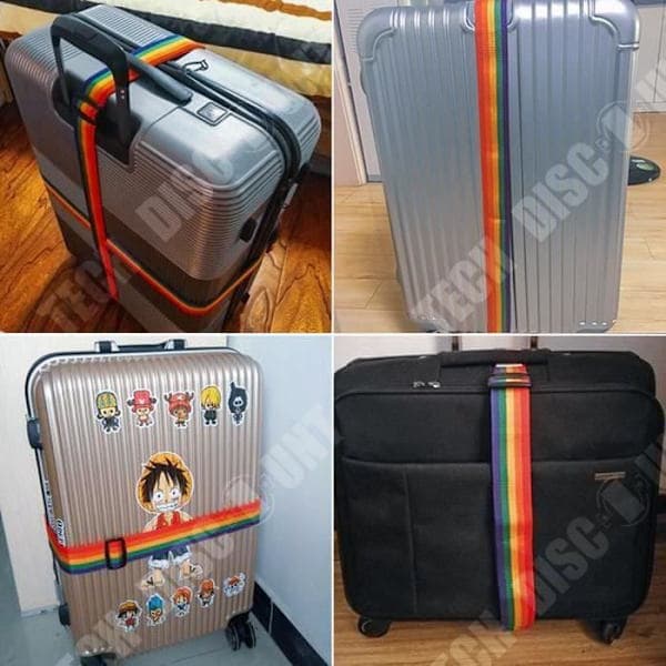 Bagagestrap - TD® - Set om 3 - Regnbåge - 110-200cm - Säkra dina resväskor Regnbåge