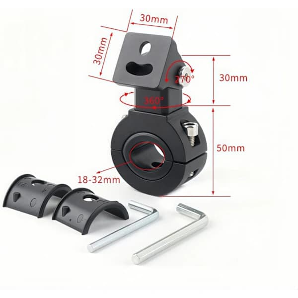 Motorcycle Fog Light Bracket 360 Degree Adjustable, Fits for 18-32mm Crash Bars
