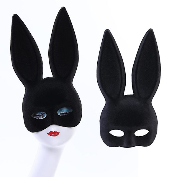 Halloween-eläimen musta naamio, puoli kasvot, pupun korvat, pääsiäisen cosplay-tarvikkeet