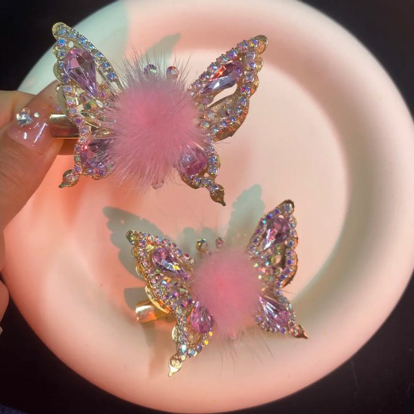 2ST Hårnål för flygande fjäril, 2023 nya glänsande hårspännen Spännband Elegant sidoklämma i metall för kvinnor, flickor, Butterfly R