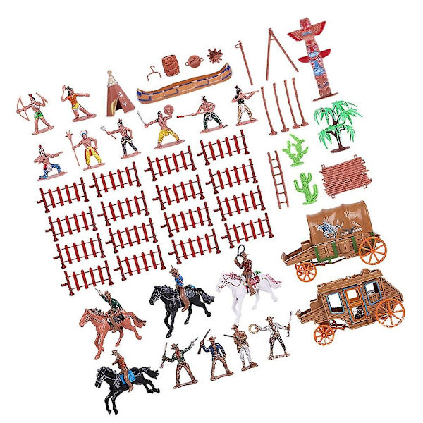 43 stk. Børnesmykker Sandkasse Rekvisitter Indianere Actionfigurer Legetøj Krigsleg Legetøj Model Assorteret Co