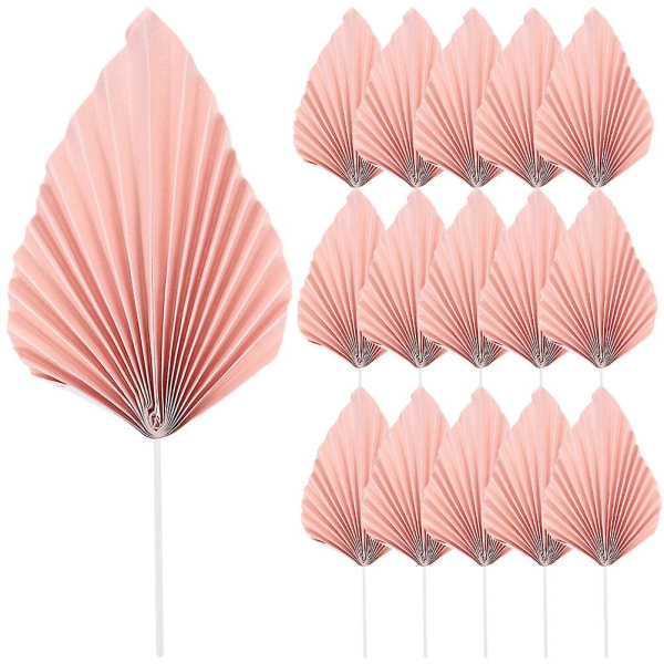 16pcs Palm Leaves Cupcake Toppers Party Dessert Topper Birthday Cake DecorationPink11x9.5cm