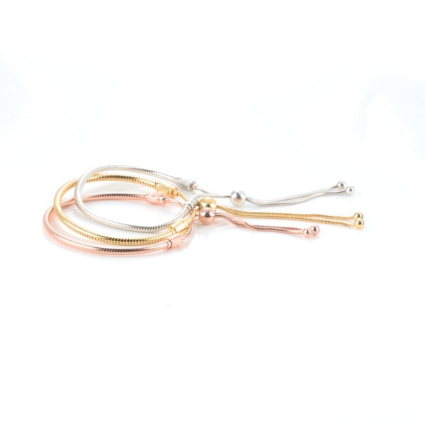 3 stk. Dame Pulsering For Charms Solid Gull House of Ring-Snake Bone Armbånd