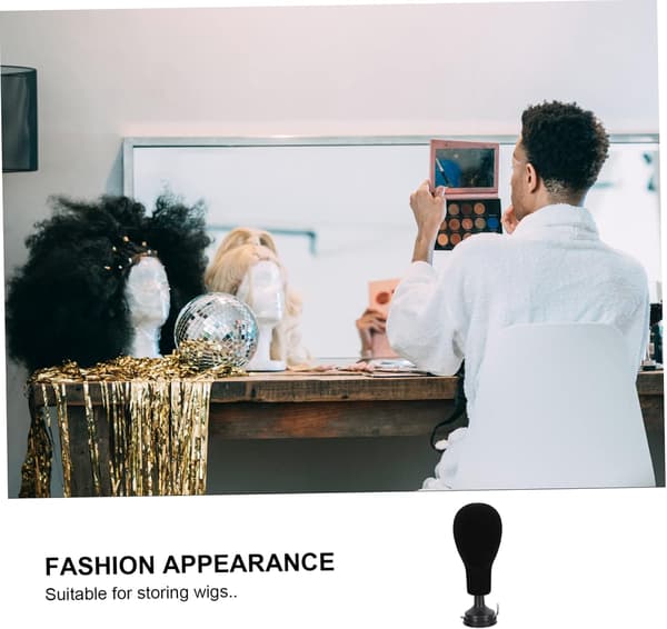 Wig Display Model Black Desktop Head-Shaped Form Smooth Surface Hat Display Holder for Home and Salon Use