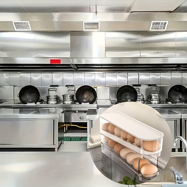 Automatic Egg Storage Box for 12-14 Eggs, Double-Layer Sliding Lid, Space-Saving Refrigerator Egg Rack