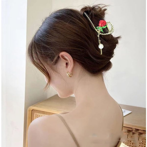 Tyylikäs metallinen helmihiusklipsi naisten hiusneula korealaistyylinen haiklipsi rapupidike hainpidike