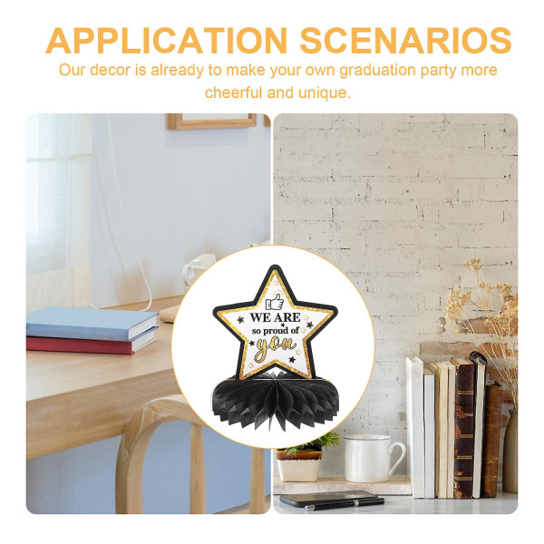 9 st Blå Dekorationspompoms för Examen, Honeycomb Dekoration, Bordscentrum, Skylt
