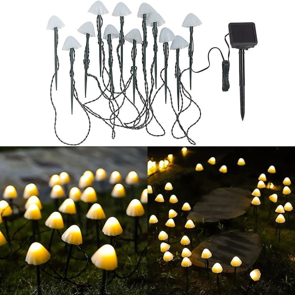 Solar Fairy Lights Utomhus, Led Solar Light Svamp Strängljus Vattentät Utomhus Trädgård Gräsmatta Stakes Lampor Trädgårdskonst för hemmet Innergårdsdekoration