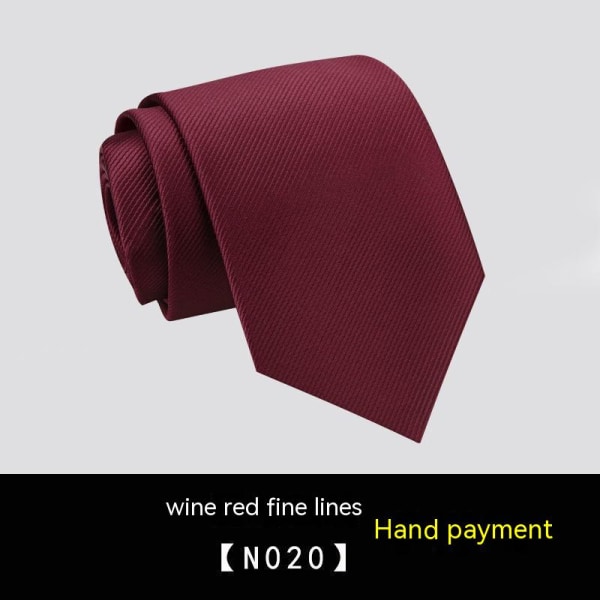 Affärskläder, 8 cm slips, handslips för män, professionell vinröd finkornig, N020, ett stycke