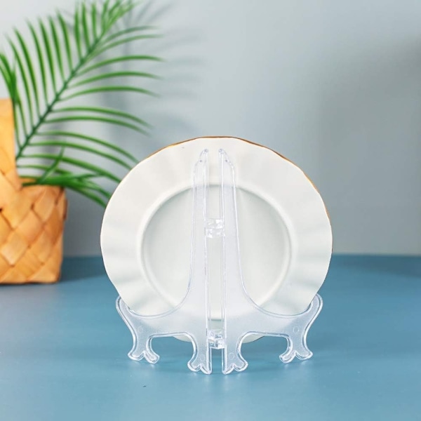 4 Tums Transparenta Plastställ eller Stativ/Tallrikshållare för Visning av Bilder eller Andra Saker på Bröllop, Heminredning, Födelsedagar, Bord (12-pack)