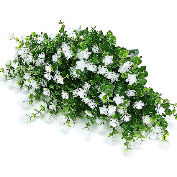 12 stk. Kunstige Blomster UV-Resistente, Farvefaste Buxbomhvid White