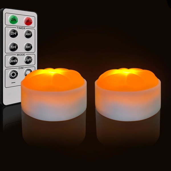 2-pakks Julepynt Gresskarlys, Batteridrevet Dimmbare Jack-O-Lantern LED Gresskarlys med Timer & Fjernkontroll