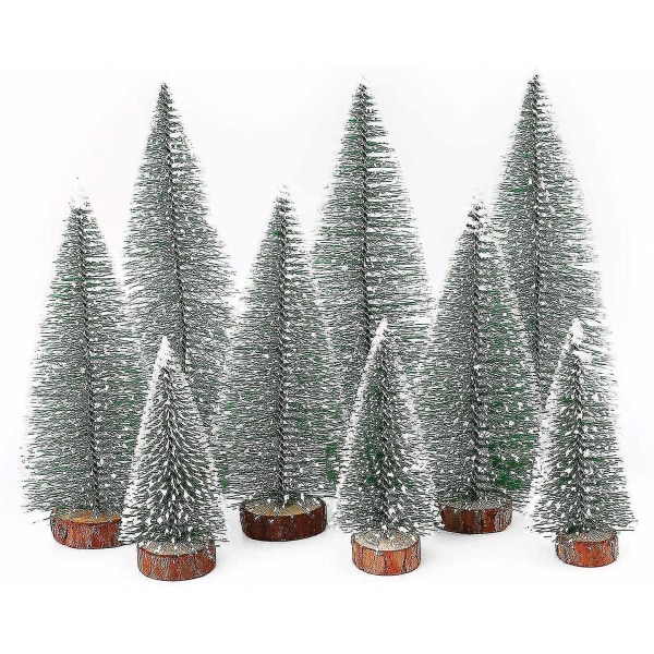 Mini Christmas Tree Artificial, 9 Pcs Mini Fir Tree Fake With Snow Effect Christmas Decoration Xmas