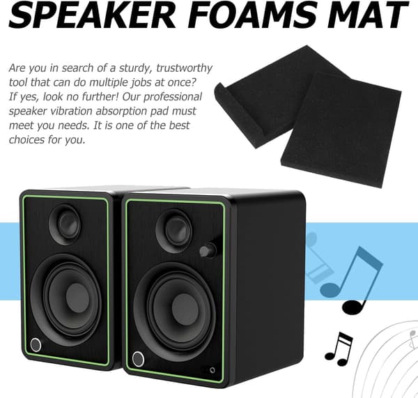 2pcs Speaker Isolation Pad Sound Frame Foam Pad Stable Vibration Absorption Black Foam Small Speaker Accessories