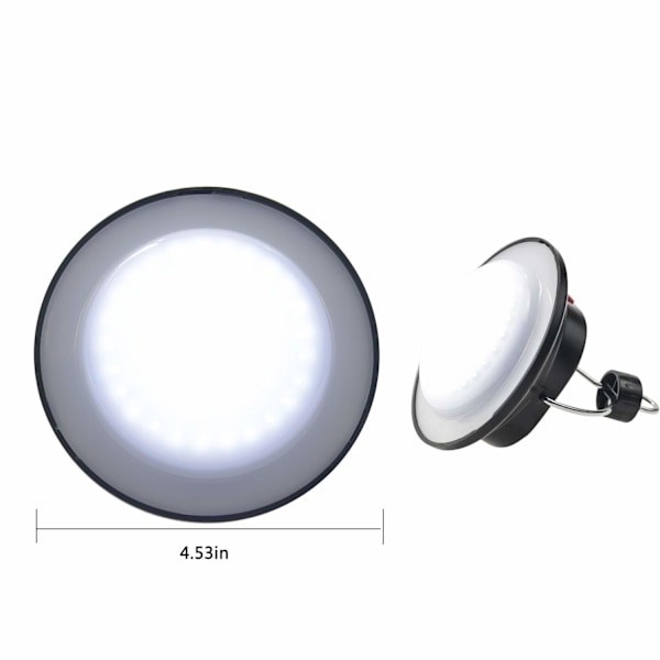 LED Tältlampa - 3 Ljusstyrkenivåer, Batteridriven, Vikbar Krok med Karbinhake, Perfekt för Utomhuscamping, Baldakin, Strömavbrott