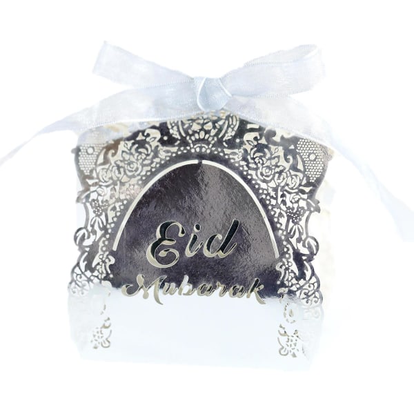 Silver50-Pack Godisask Rose Spets Bröllopsfest Favor Choklad PresentförpackningSilver