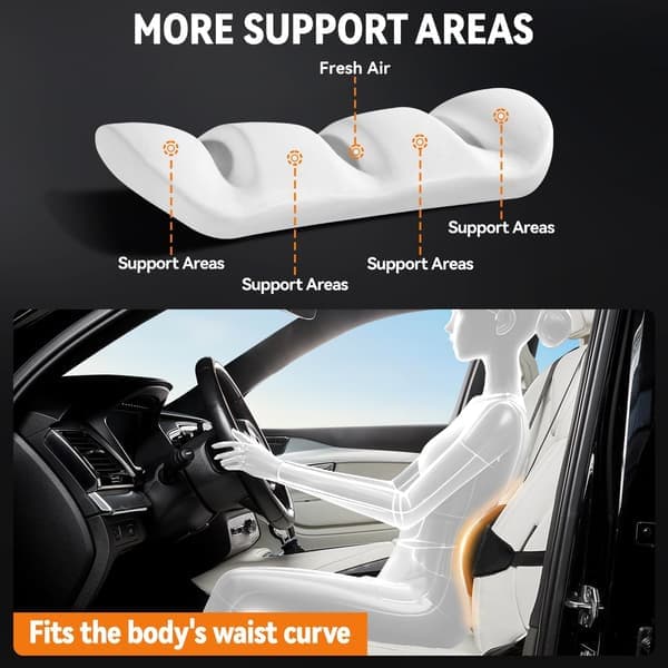 Lumbar Support Pillow - Back Support - Car Lumbar Support Pillow - Height Adjustable Lumbar Support Pillow - Lumbar Support Pillow with Straps (Ho)