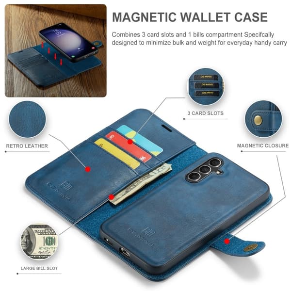 DG MING Samsung A56 5G 2-in-1 Magnetic Wallet Case - Blue_tfrf