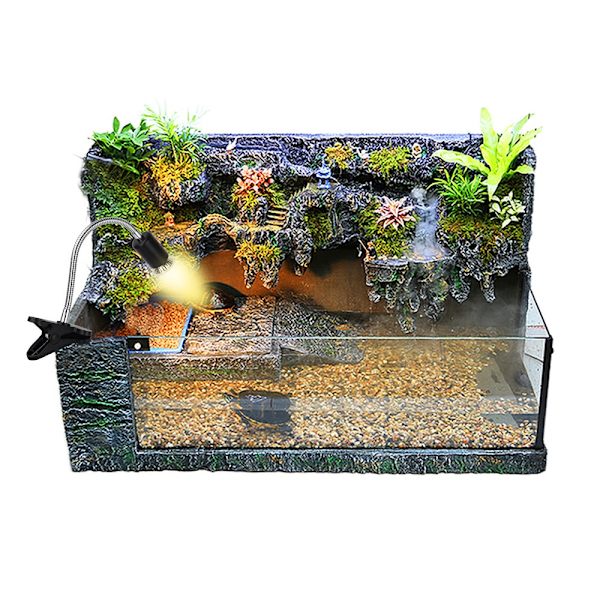 Pakke med 2 1* UVA UVB 75W pærer + 1* lampehus, Reptillampe Opvarmet Landskildpaddelampe med Lang Base 360° Rotation til Reptiler