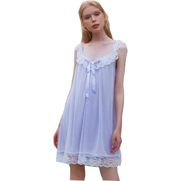 Damepyjamas, blonde pyjamas, Victoria retro pyjamas, hverdagspyjamas, lys lilla, XL