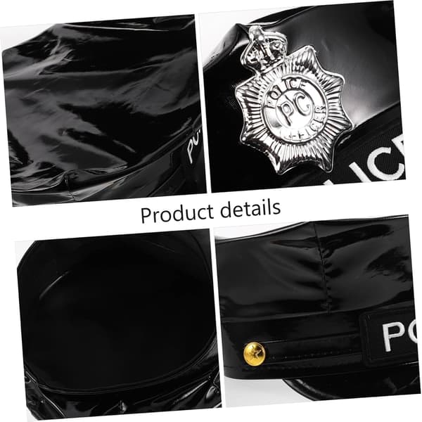 Politi Cosplay Hat PU Material Scenefremførelse Tilbehør