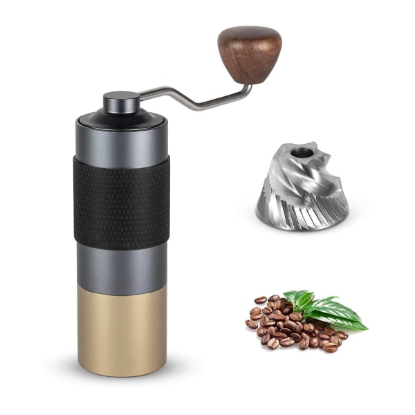 Manuell kaffekvarn - Handkaffekvarn med justerbar konisk borrkvarn i rostfritt stål, kapacitet 30 g bärbar mil