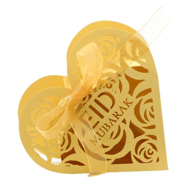 Gold50-Pack Gift Candy Box Decorated Rose Hollow Heart ChocolateGold