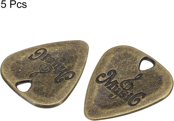 Gitarrplektrum 2 mm tjocklek metallbrons för musikinstrument, 5-pack Light Yellow,cream,orange