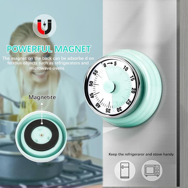 Kitchen Clock, 360 Degree Rotating Mechanical Timer, Teaching Aid for Home and School, Silent Operation for Office and Conference