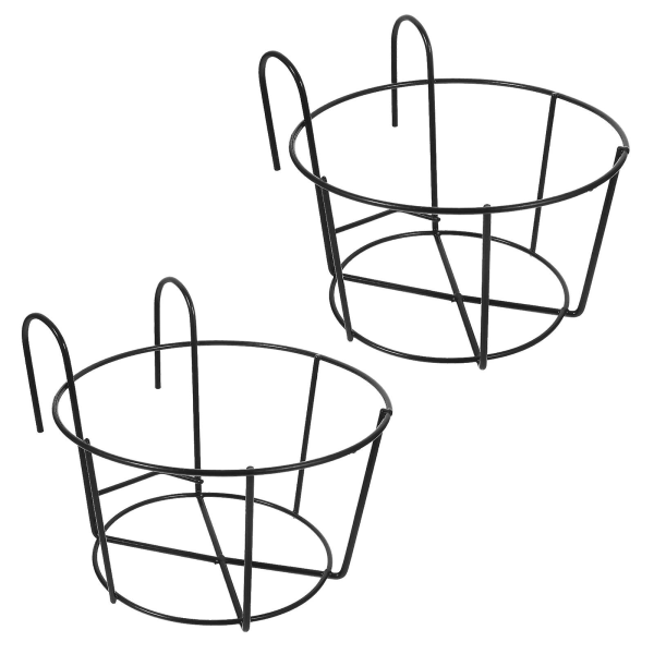 2 stk. Bonsai Hengende Kurv Blomsterpotteholder Jernkunst Rekkverksstativ Blomsterpottebrakett med Kroker For