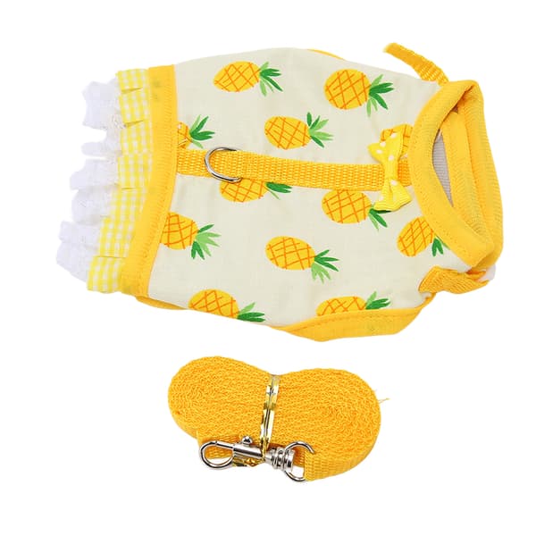 Rabbit Vest Harness with Fruit Print, Lace Trim, Hook and Loop Design, Small Pet Harness Set for Chinchilla, Ferret, Size M