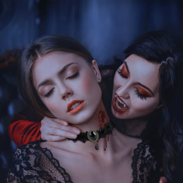 Svart choker gotisk halskjede for kvinner blonder rhinestone krage med gotiske smykker Steampunk Vampire Chocker Punk