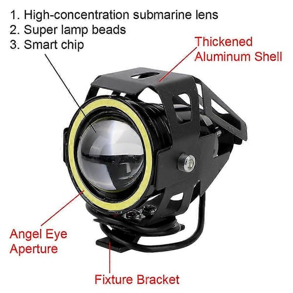 Leepee LED Motorcycle Angel Eyes 125w DRL 2pcs/set Spotlights Motorcycle Headlight Motorcycle LED Auxiliary Light U7 Headlight