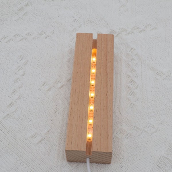 Trædisplaylampe USB-belysningsstativ LED-lysholder base piedestal 3 lys støtte base -24*4,5*3 cm