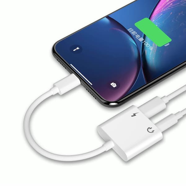 Adapter til Apple iPhone-hovedtelefoner 2-i-1 3,5 mm