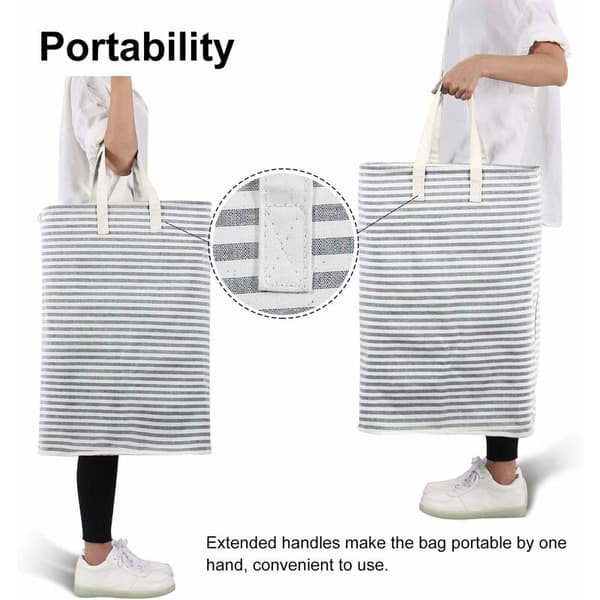 Laundry Basket 72L Foldable Waterproof Fabric with Large Capacity Grey, 40x30x60cm