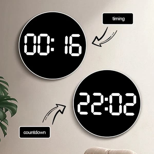 Multifunctional 10-inch LED Round Large Screen Digital Living Room Wall Clock Silent Time Day Date Temperature Electronic Clock