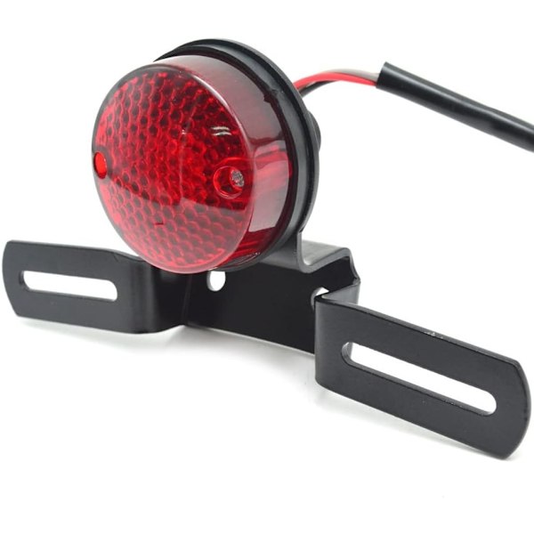 Motorcykel Baglygte med Nummerpladeholder Retro Baglygte LED til Cafe Racer Custom Bobber Chopper - Rund