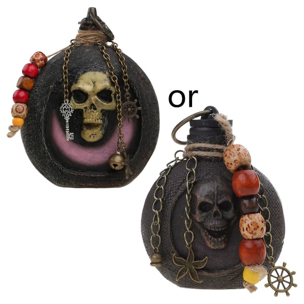 Unique Flask Ornament Resin Pirate Rum Flask Ornament Skull Bottle Halloween