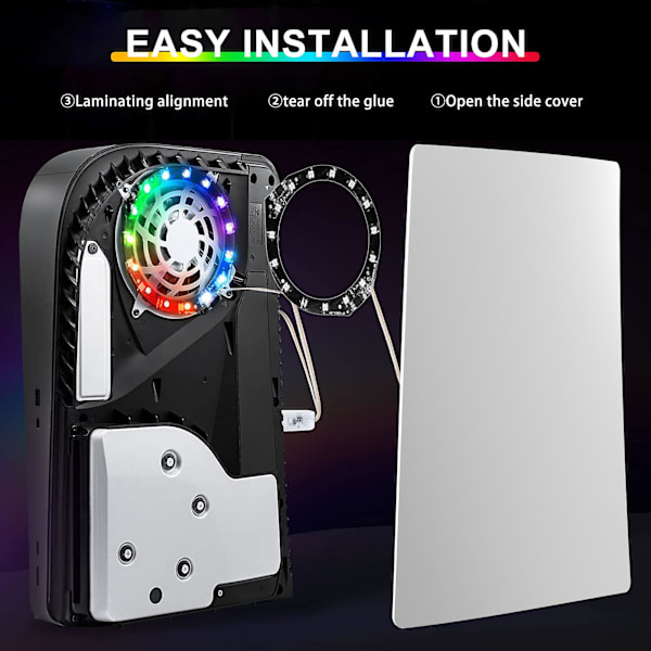 LED-valo PS5-konsolille, Playstation 5 LED-valot DIY-koristevarusteet, pelin ääni-/musiikkisynkronointi, RGB 8 väriä 400 valoefektillä USB/APP C