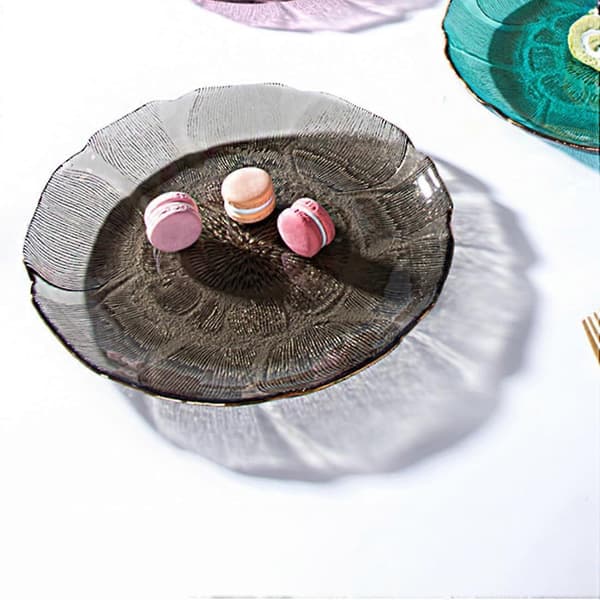 Fruit plate in glass crystal, clear serving plate, lotus-shaped dinner plate, multi-function tray, snack candy, decorative plate