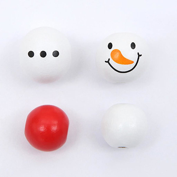 Snögubbe-pärlor 16mm/0.63\" 20mm/0.79\" Träpärlor Julpynt