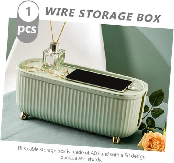 Desktop Cable Organizer Box - Large Capacity Cable Management Container, Stylish Design, Tangle-Free Power Cord Protector