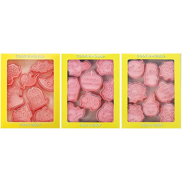24 Pakke Cookie Udstikkere Cookie Udstikkere Cookie Stempler Tegneserie Halloween Kollektion