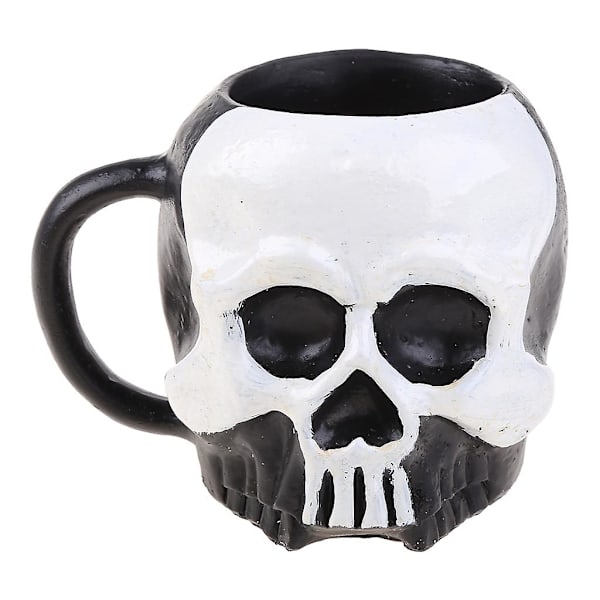 Realisttisk Skelet Kaffe Kop Halloween Harpiks Håndværk Ornament Skrivebords Dekoration Hvid