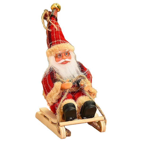 Jultomte Släde Skidåkning Jultomte Dockhänge Staty Julgran Ornament Plysch Leksak Semesterfest Dekoration 20CM